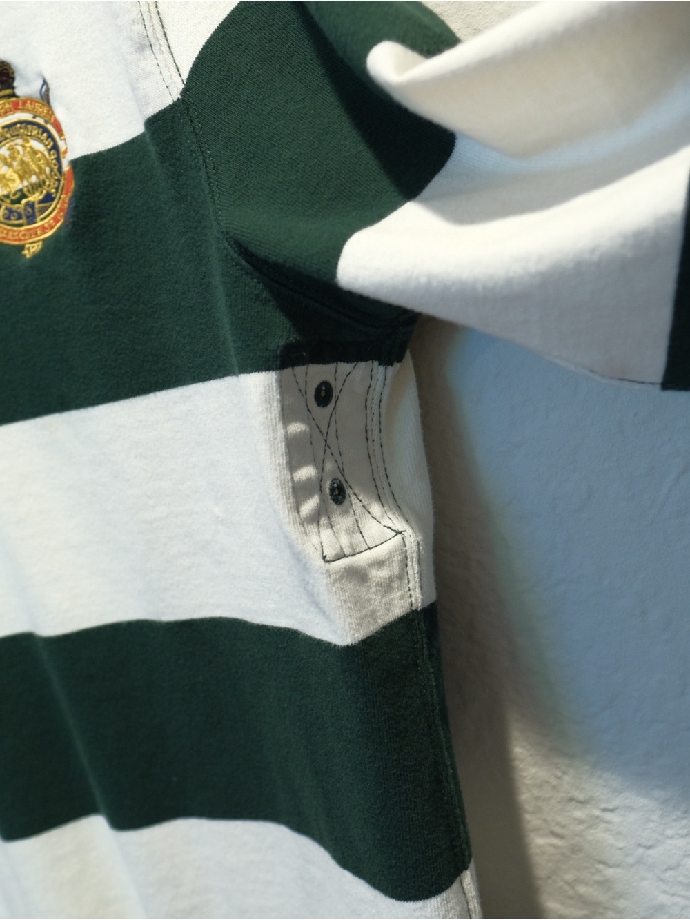 Polo Ralph Lauren Rugby Shirt Men L Green White Embroidered Crest Sailing Preppy - Picture 6 of 11